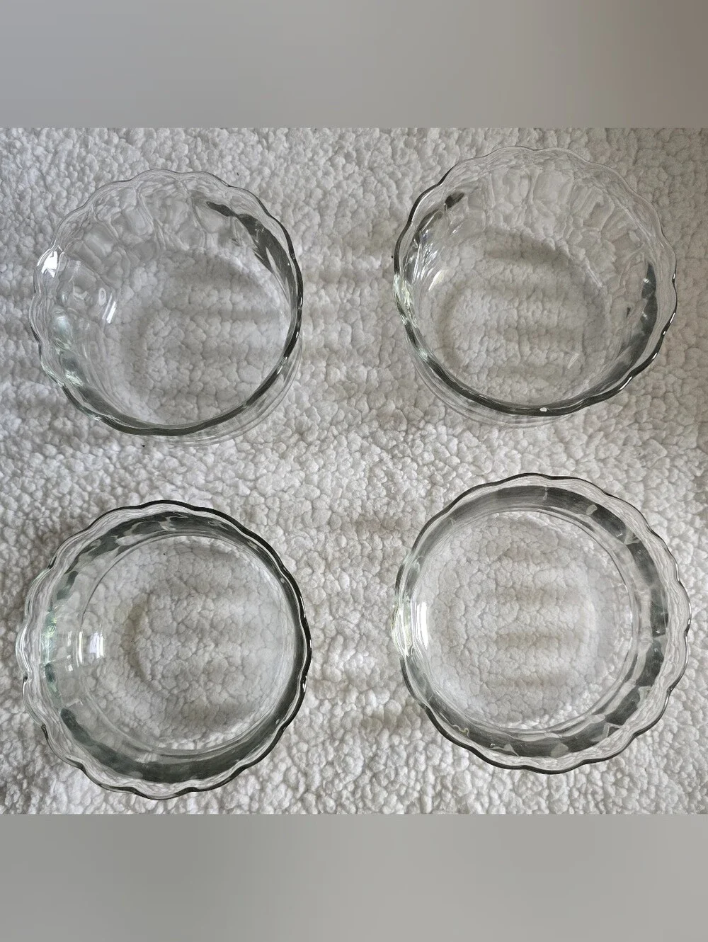 VTG Anchor Hocking Clear Glass Scalloped Bowls 10oz Custard Cups 4.75